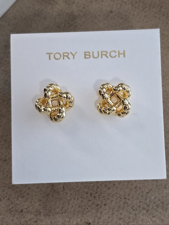 Tory Burch Jewelry - Tory Burch Polished Gold Knot Cluster Stud Earrings